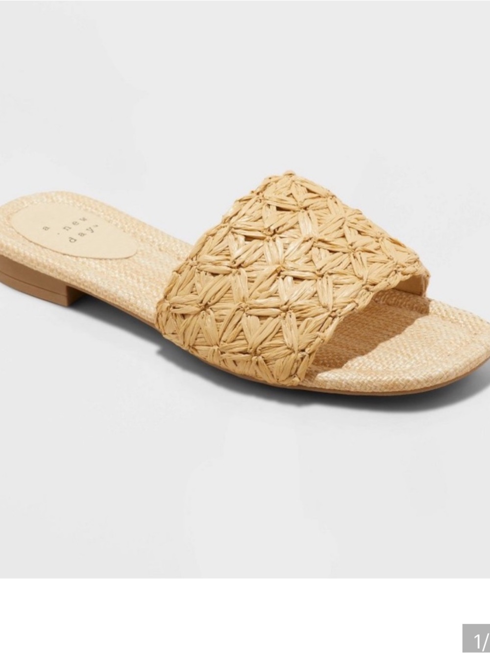 NWT a new day Braided Raffia Slide Sandal in Natural Tan SIZE 9